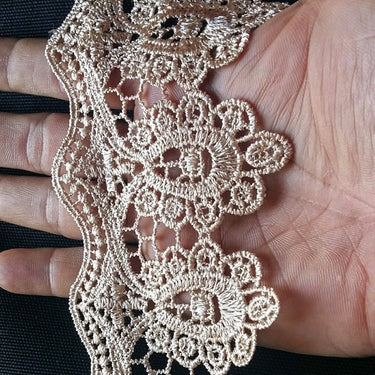 Orange / Green / Beige Embroidery Crochet (Cotton) One Yard Lace Trim, Approx. 75mm Wide - 200317L47/48/49